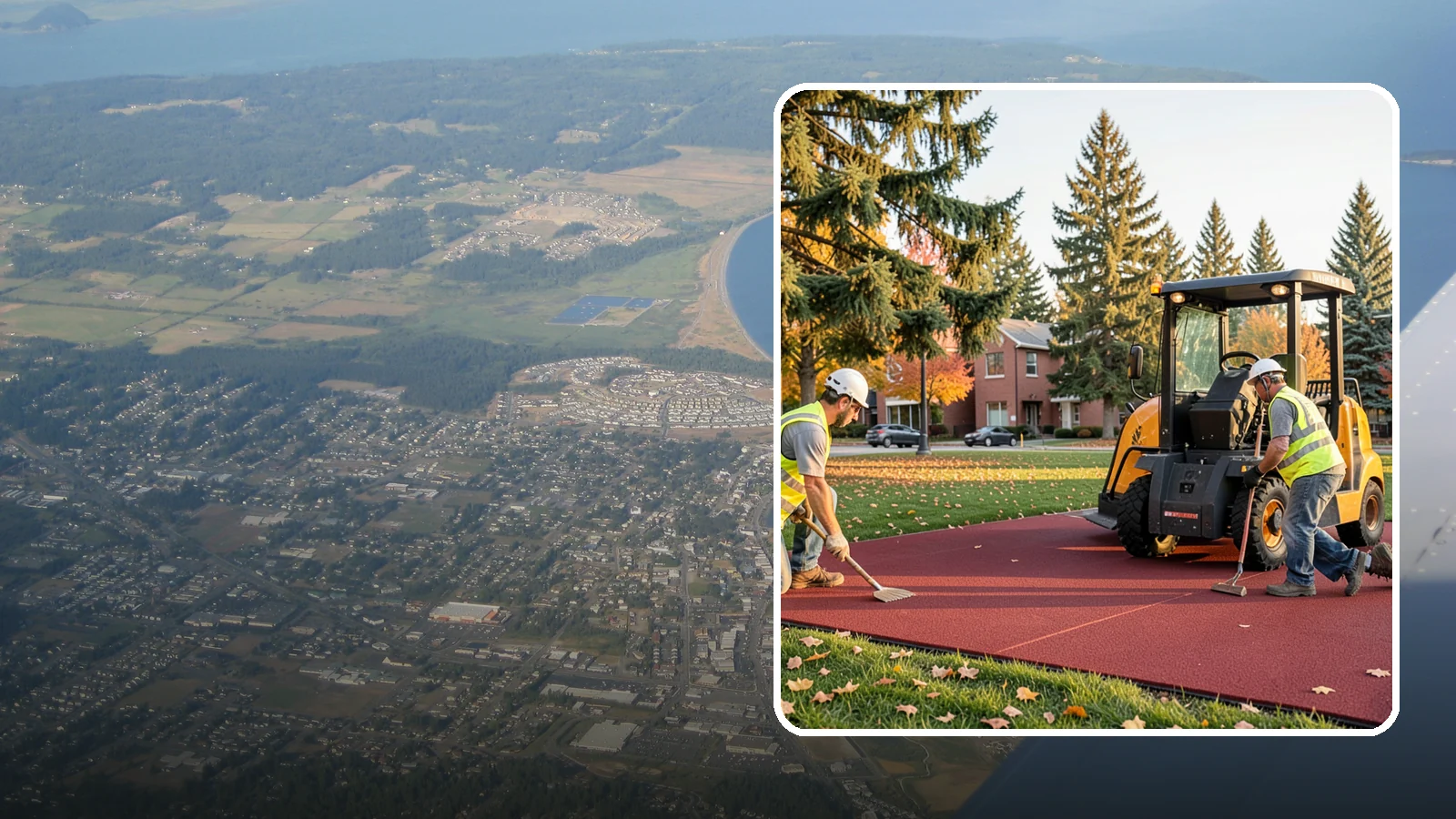 Rubber Surfacing Repair in Oak Harbor, Island County, WA - Repair of worn or damaged rubber safety surfacing to restore impact attenuation and eliminate trip hazards.