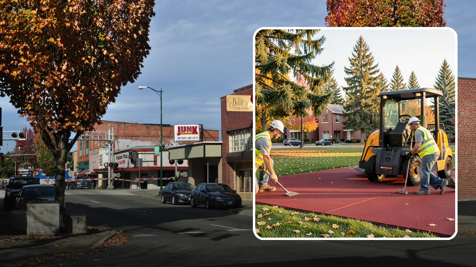 Rubber Surfacing Repair in Puyallup, Pierce County, WA - Repair of worn or damaged rubber safety surfacing to restore impact attenuation and eliminate trip hazards.