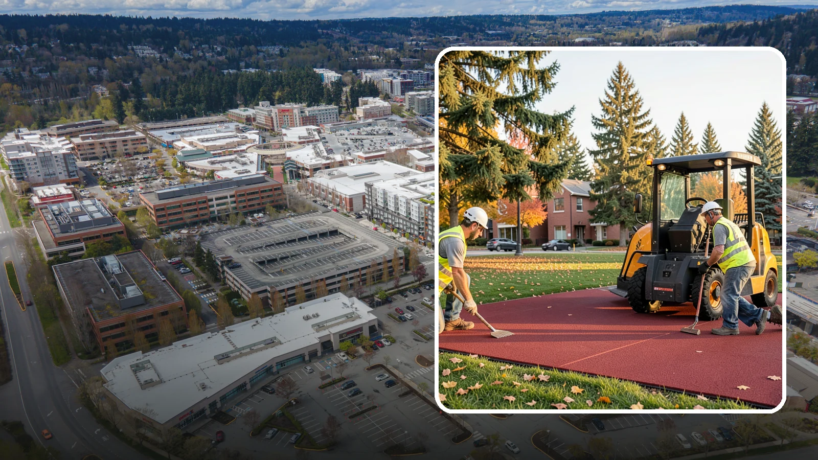 Rubber Surfacing Repair in Redmond, King County, WA - Repair of worn or damaged rubber safety surfacing to restore impact attenuation and eliminate trip hazards.