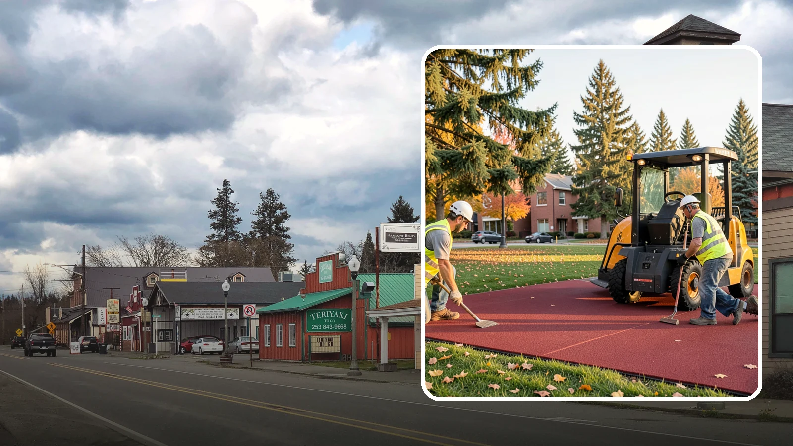 Rubber Surfacing Repair in Roy, Pierce County, WA - Repair of worn or damaged rubber safety surfacing to restore impact attenuation and eliminate trip hazards.