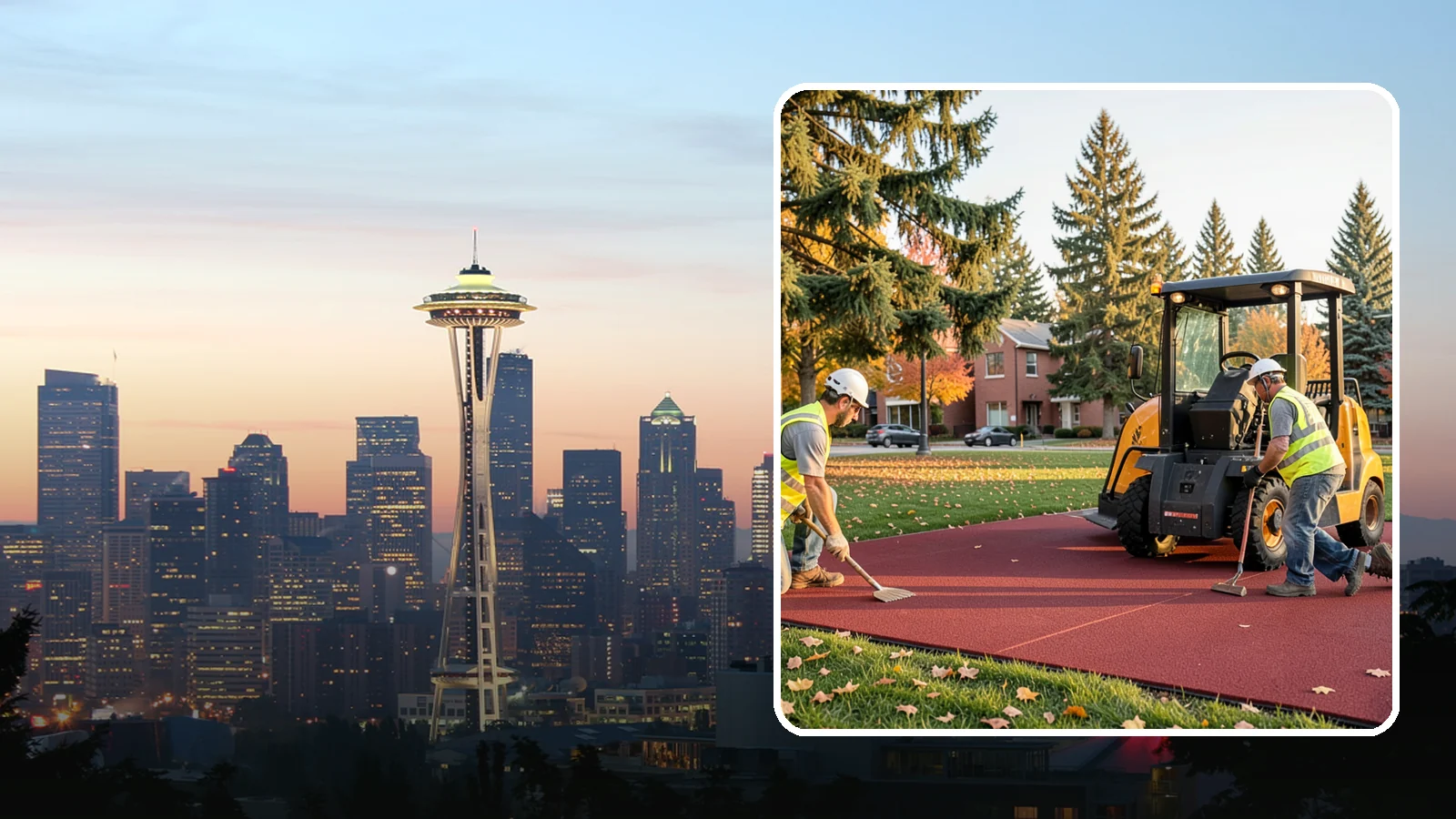 Rubber Surfacing Repair in Seattle, King County, WA - Repair of worn or damaged rubber safety surfacing to restore impact attenuation and eliminate trip hazards.