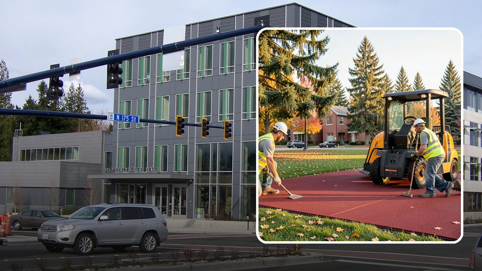 Rubber Surfacing Repair in Shoreline, King County, WA - Repair of worn or damaged rubber safety surfacing to restore impact attenuation and eliminate trip hazards.