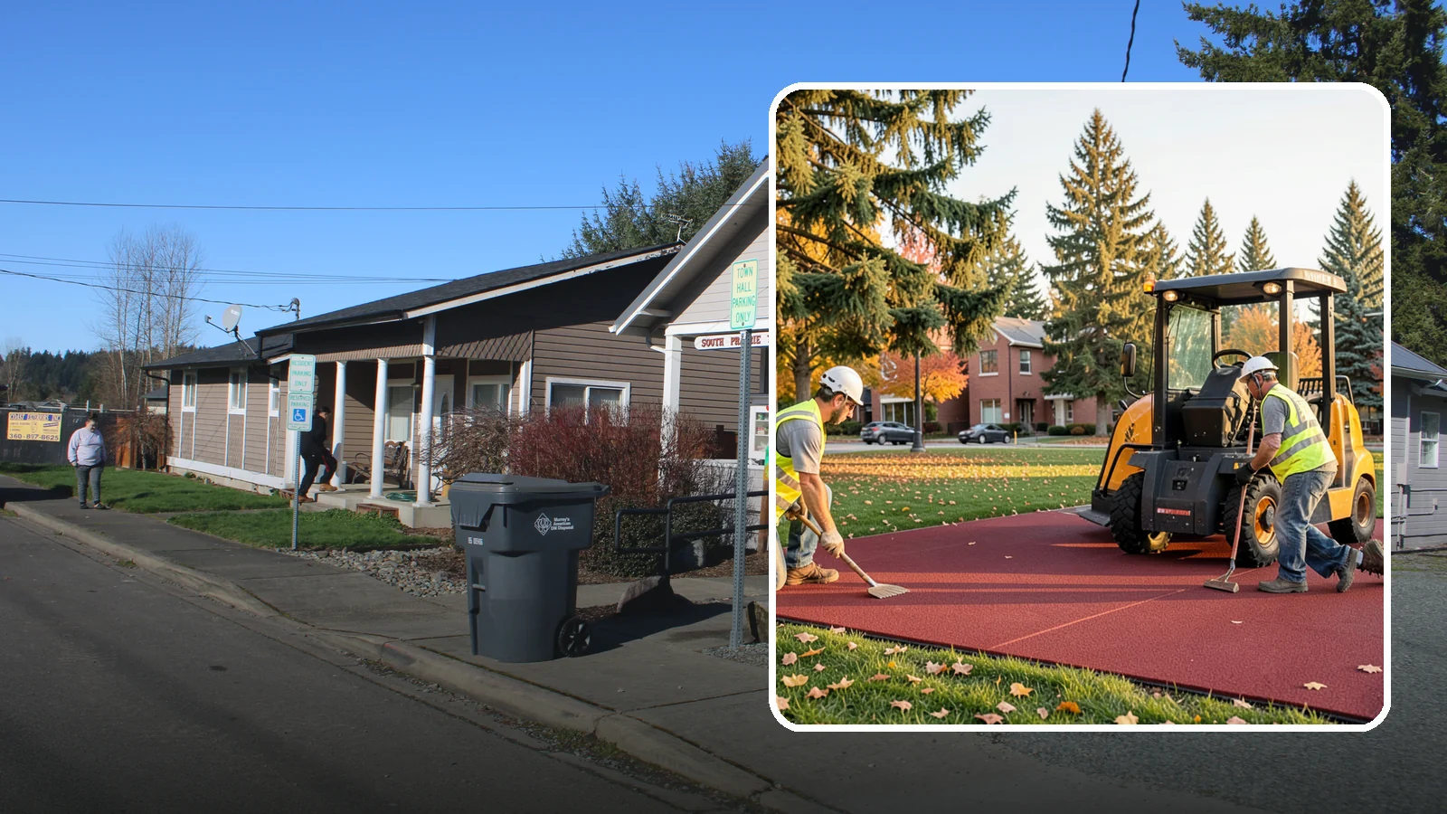 Rubber Surfacing Repair in South Prairie, Pierce County, WA - Repair of worn or damaged rubber safety surfacing to restore impact attenuation and eliminate trip hazards.