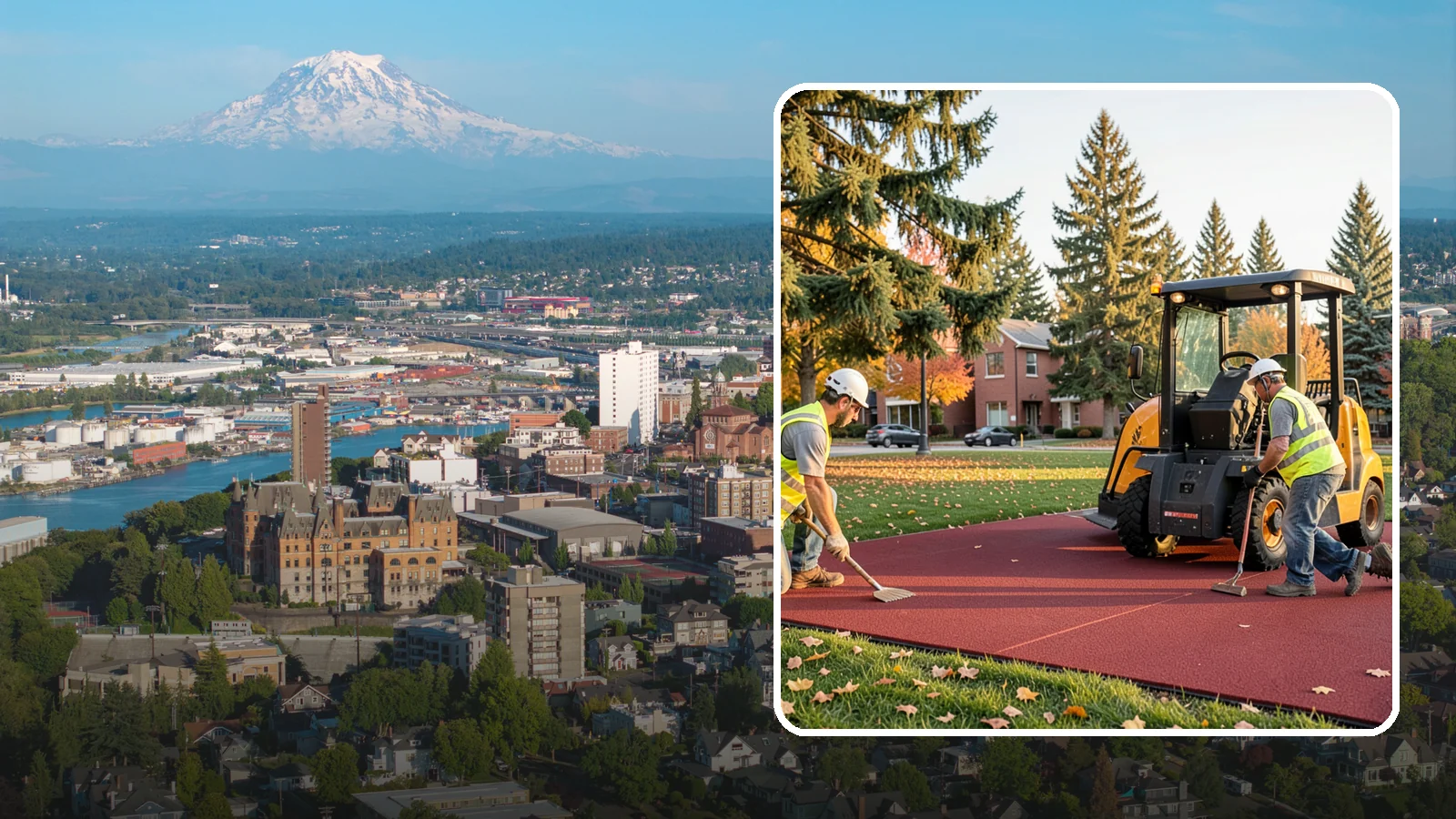 Rubber Surfacing Repair in Tacoma, Pierce County, WA - Repair of worn or damaged rubber safety surfacing to restore impact attenuation and eliminate trip hazards.