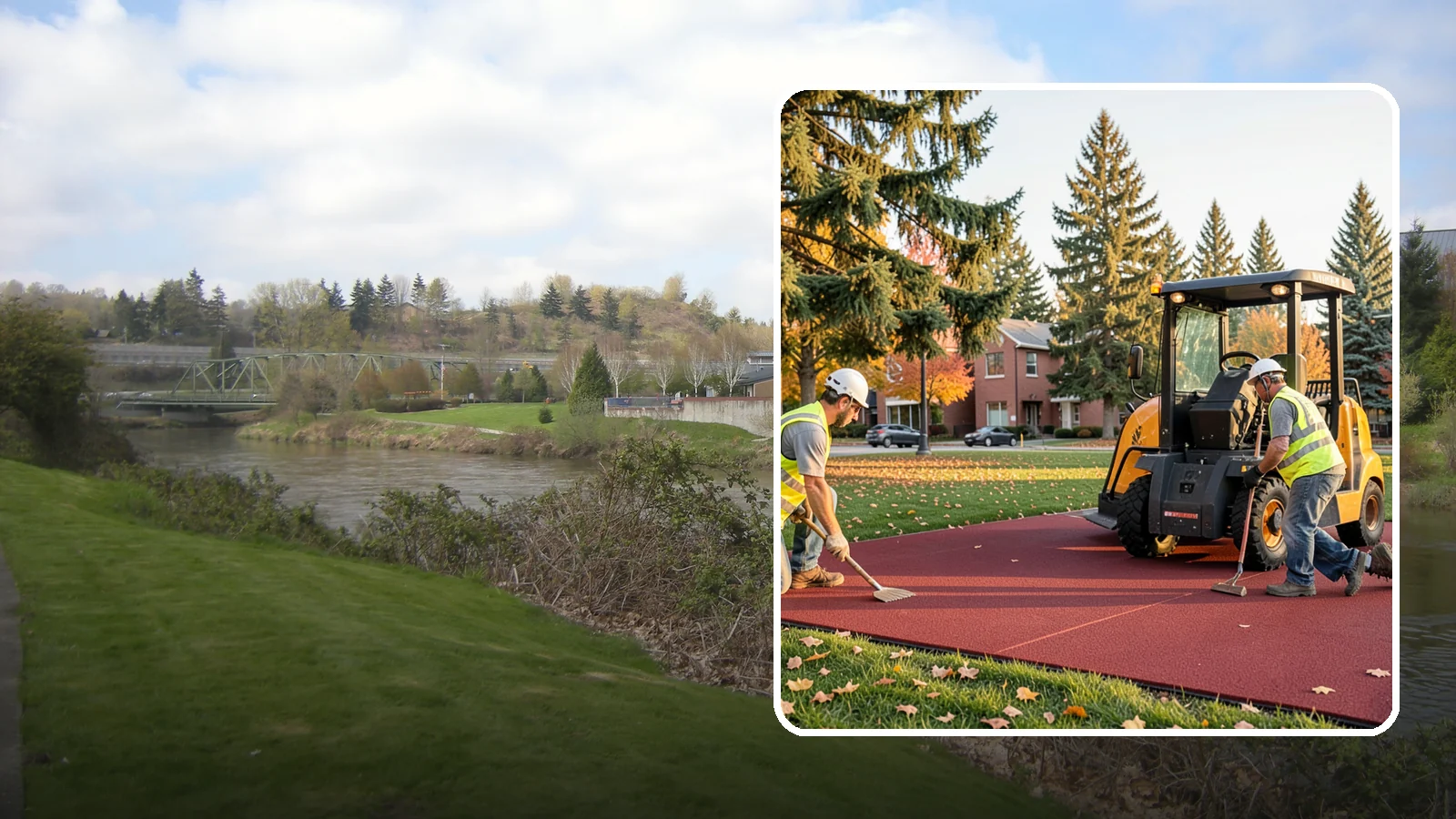 Rubber Surfacing Repair in Tukwila, King County, WA - Repair of worn or damaged rubber safety surfacing to restore impact attenuation and eliminate trip hazards.