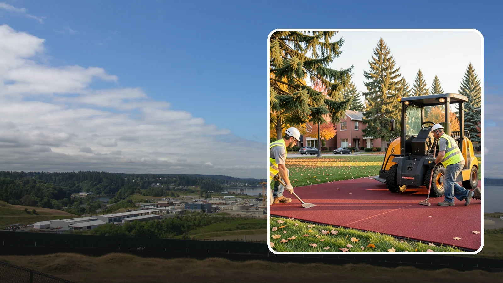 Rubber Surfacing Repair in University Place, Pierce County, WA - Repair of worn or damaged rubber safety surfacing to restore impact attenuation and eliminate trip hazards.