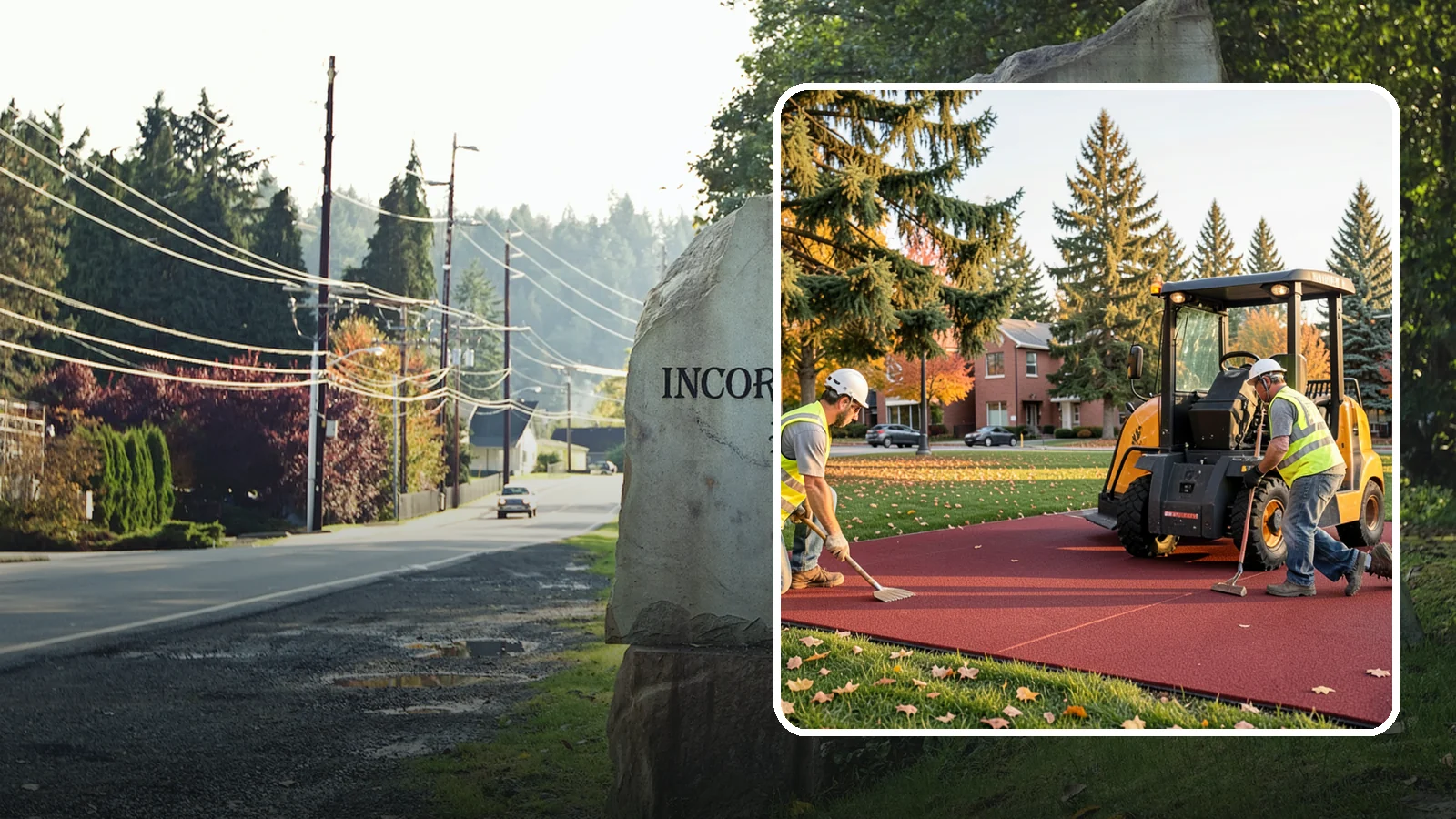 Rubber Surfacing Repair in Wilkeson, Pierce County, WA - Repair of worn or damaged rubber safety surfacing to restore impact attenuation and eliminate trip hazards.