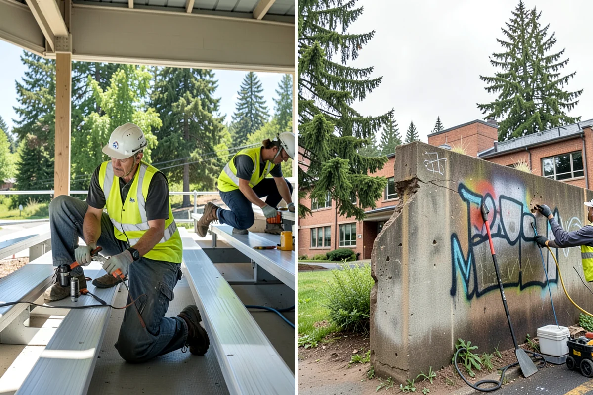 Running Track Maintenance in Seattle, King County, WA - Inspect the track surface, seams, and drainage