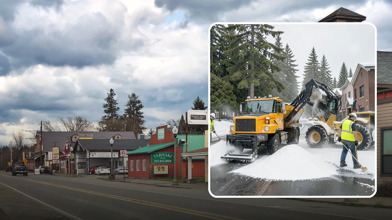 Salt & Sand Loading in Roy, Pierce County, WA - Loading, staging, and resupply of salt and sand so agency crews stay stocked and responsive all winter.