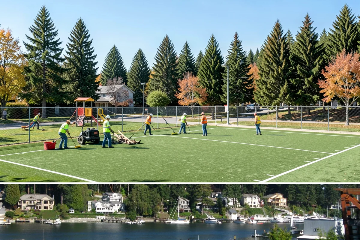 School District Grounds Maintenance in Gig Harbor, Pierce County, WA - Heaviest mowing and field prep run March through June, with aeration and overseeding scheduled during summer break while campuses...