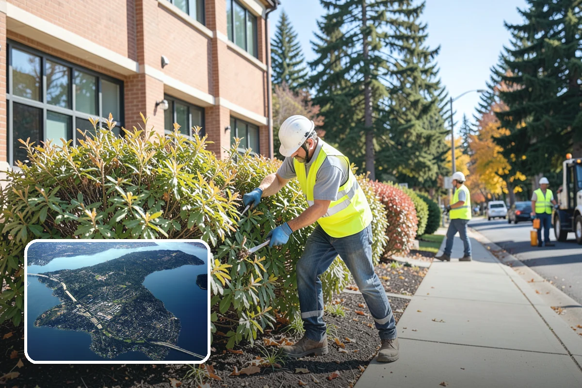 School District Grounds Maintenance in Mercer Island, King County, WA - Background-screened crews cleared for occupied campuses
