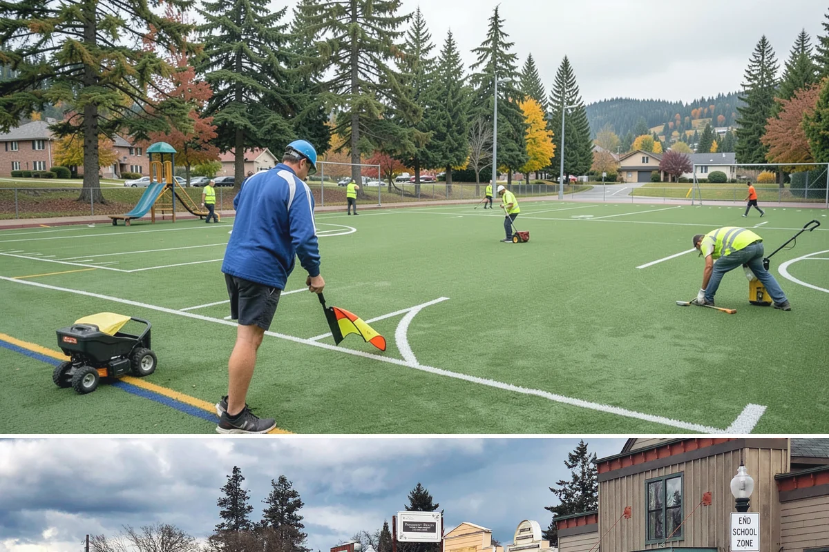 School District Grounds Maintenance in Roy, Pierce County, WA - Heaviest mowing and field prep run March through June, with aeration and overseeding scheduled during summer break while campuses...