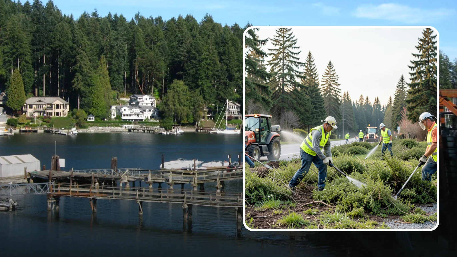 Scotch Broom Removal in Gig Harbor, Pierce County, WA - Mechanical pulling and cut-treatment of Scotch broom to reclaim open space and reduce wildfire fuel loads.