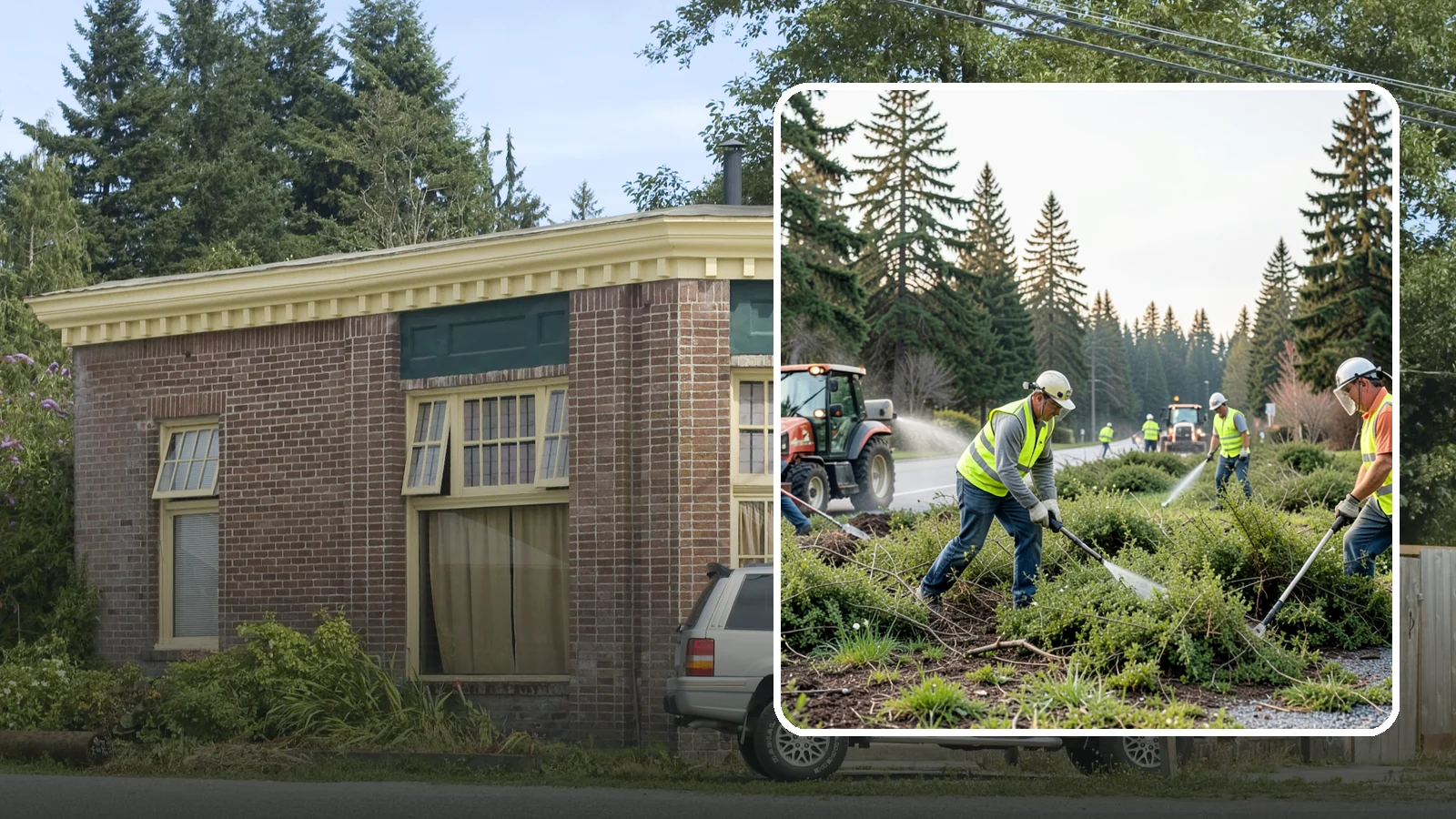 Scotch Broom Removal in Hamilton, Skagit County, WA - Mechanical pulling and cut-treatment of Scotch broom to reclaim open space and reduce wildfire fuel loads.