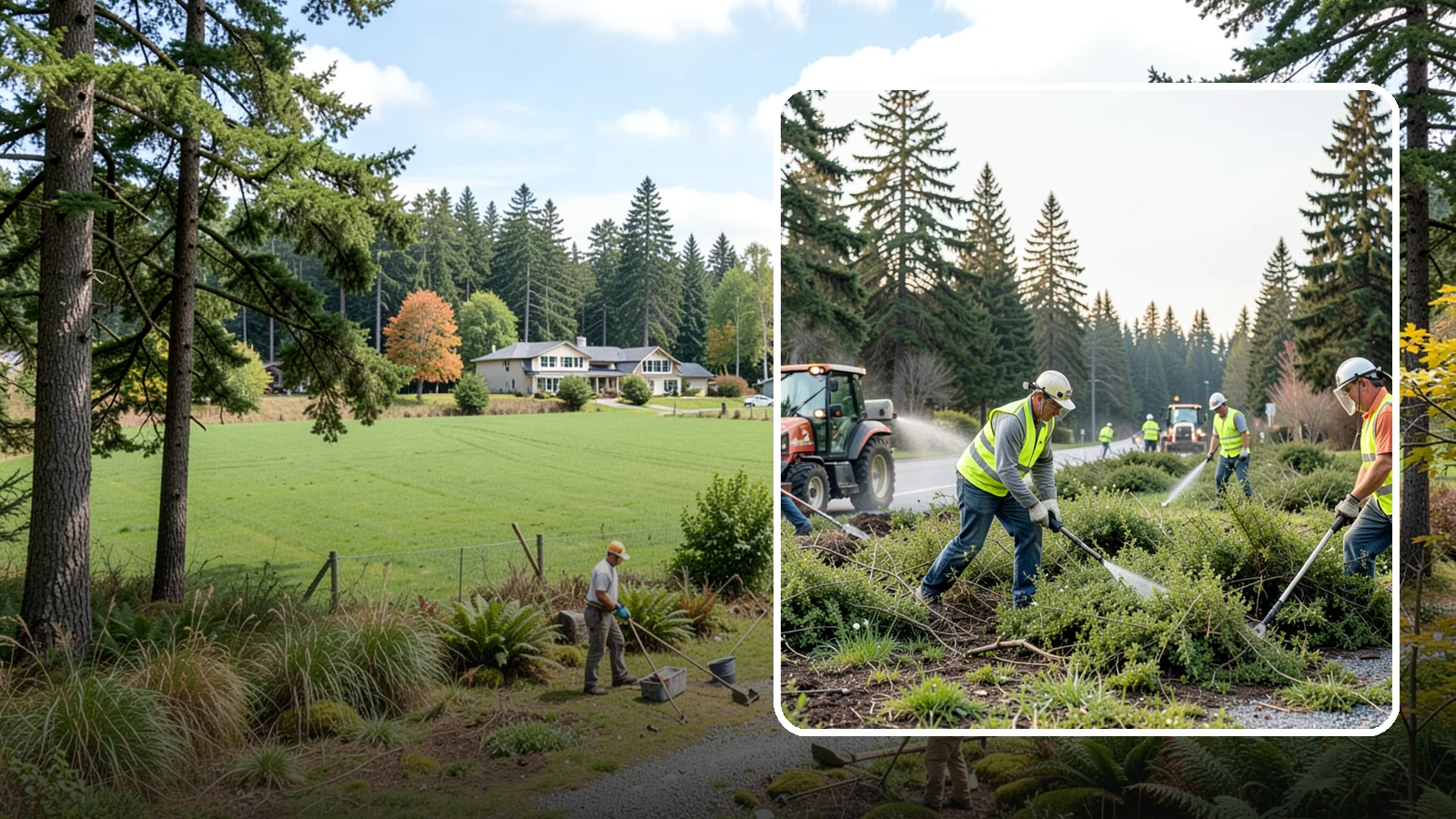 Scotch Broom Removal in Lyman, Skagit County, WA - Mechanical pulling and cut-treatment of Scotch broom to reclaim open space and reduce wildfire fuel loads.