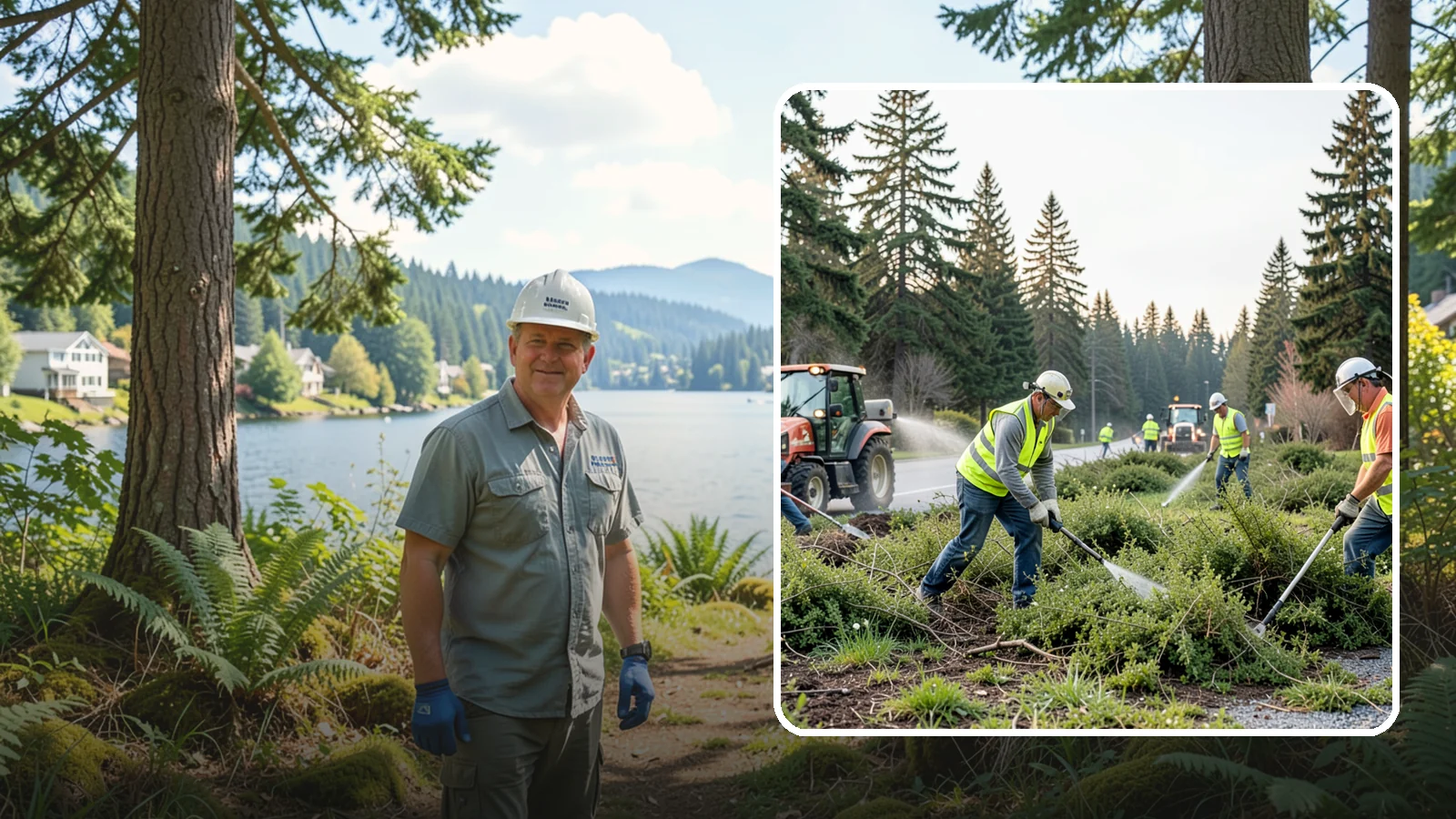 Scotch Broom Removal in Milton, King County, WA - Mechanical pulling and cut-treatment of Scotch broom to reclaim open space and reduce wildfire fuel loads.
