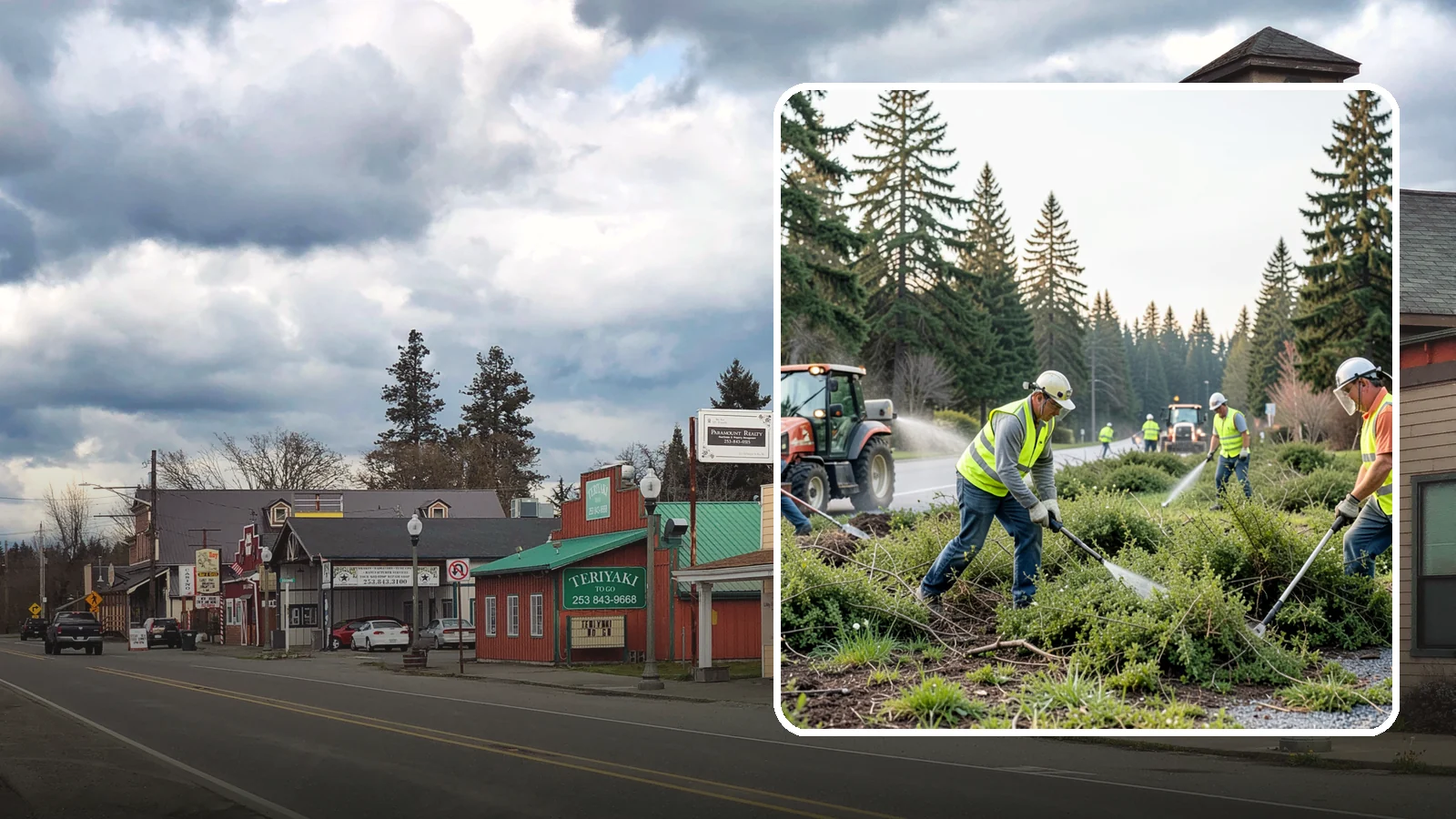Scotch Broom Removal in Roy, Pierce County, WA - Mechanical pulling and cut-treatment of Scotch broom to reclaim open space and reduce wildfire fuel loads.