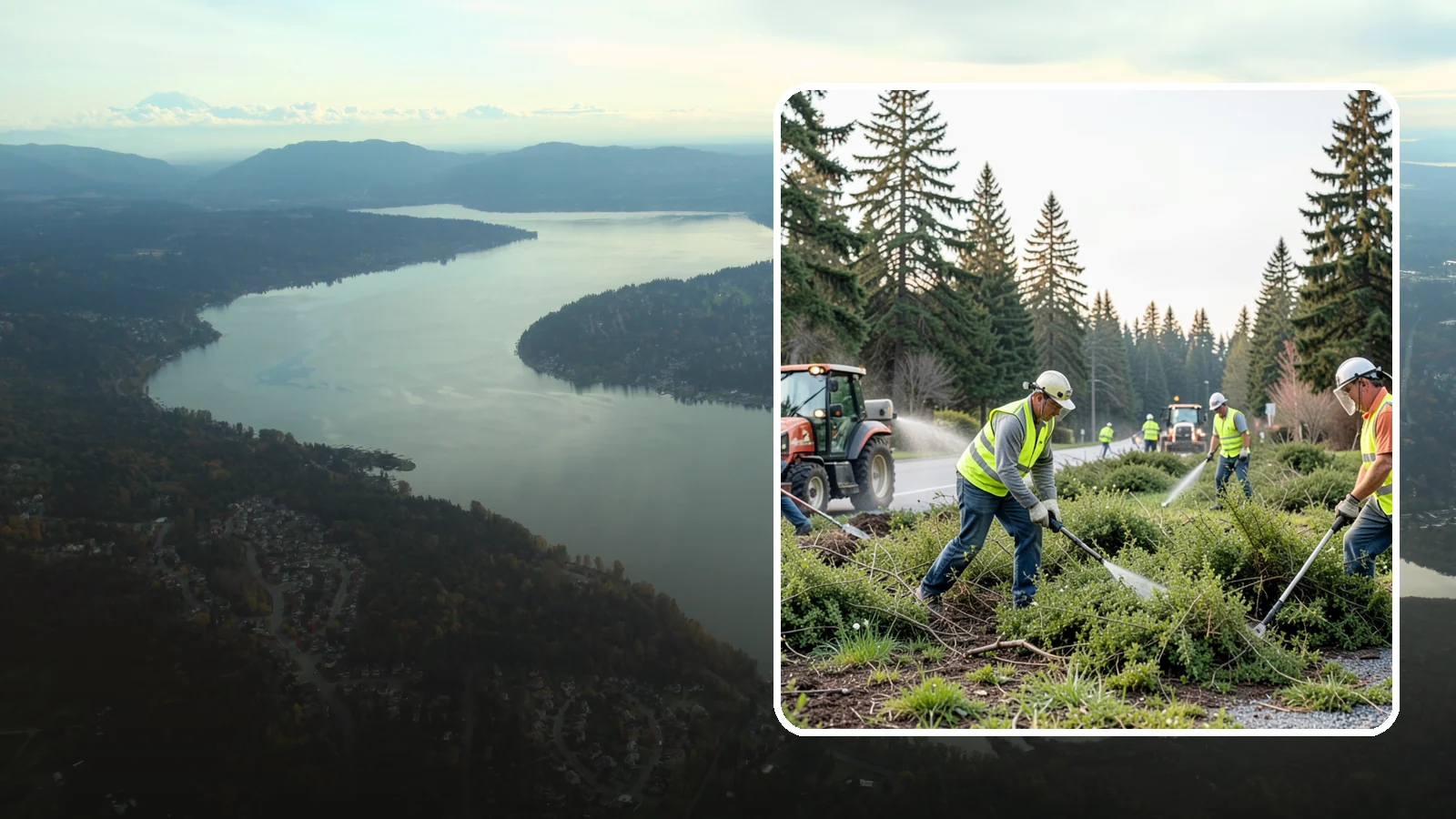 Scotch Broom Removal in Sammamish, King County, WA - Mechanical pulling and cut-treatment of Scotch broom to reclaim open space and reduce wildfire fuel loads.