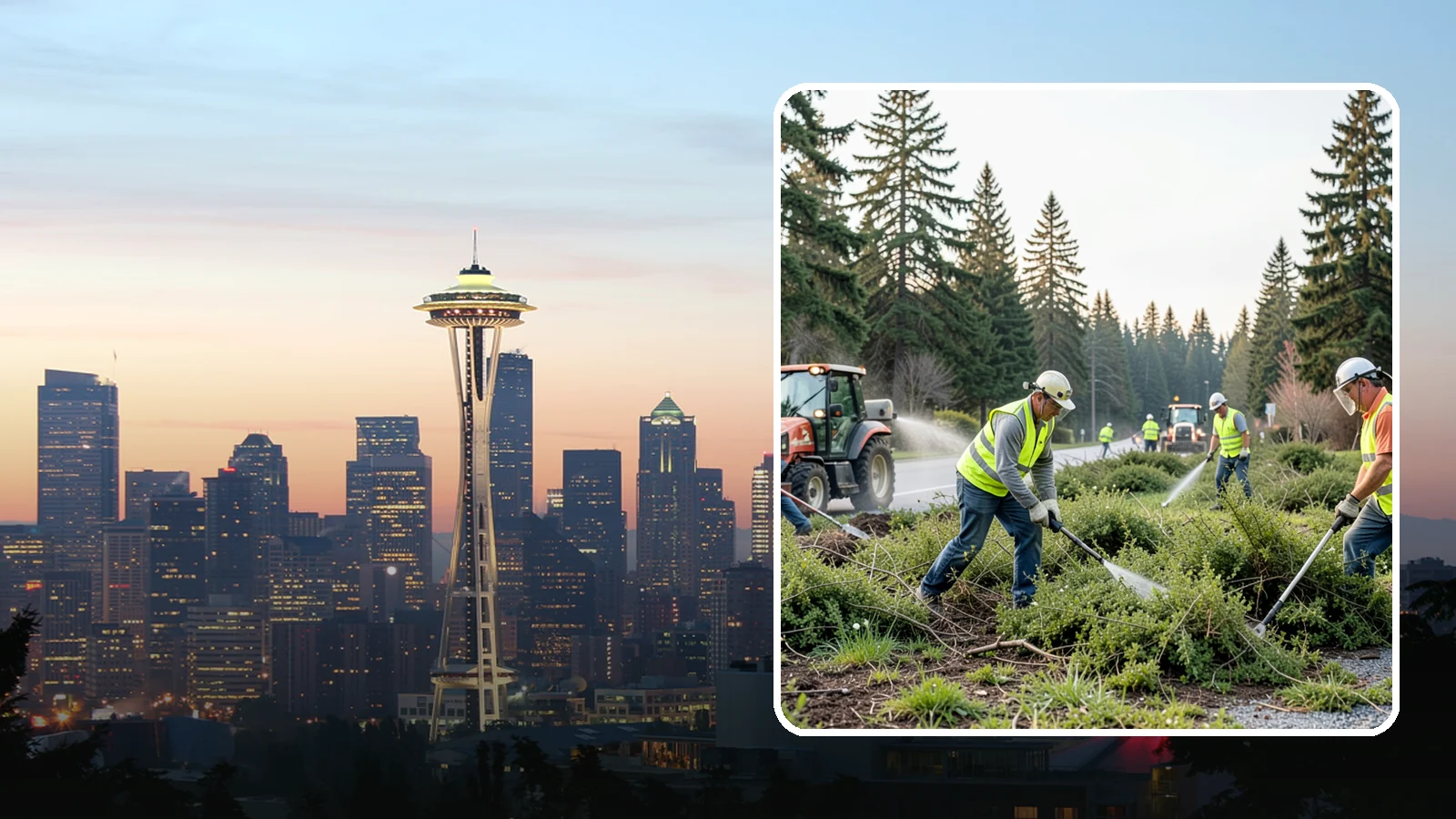 Scotch Broom Removal in Seattle, King County, WA - Mechanical pulling and cut-treatment of Scotch broom to reclaim open space and reduce wildfire fuel loads.