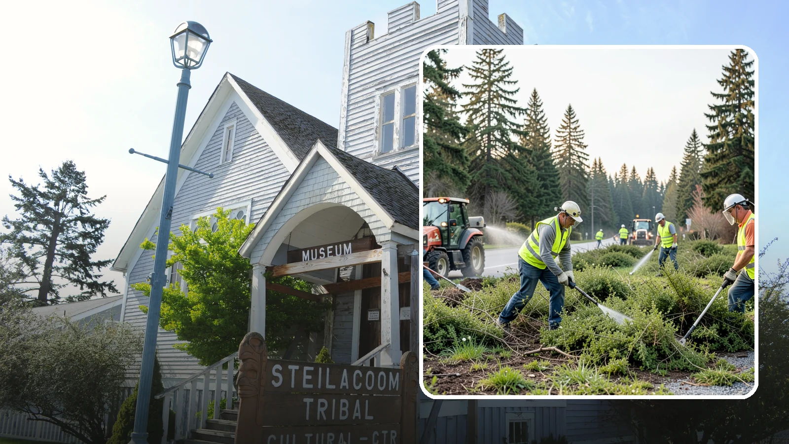 Scotch Broom Removal in Steilacoom, Pierce County, WA - Mechanical pulling and cut-treatment of Scotch broom to reclaim open space and reduce wildfire fuel loads.