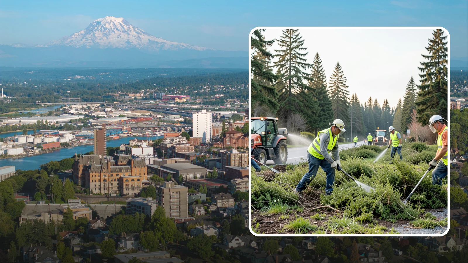 Scotch Broom Removal in Tacoma, Pierce County, WA - Mechanical pulling and cut-treatment of Scotch broom to reclaim open space and reduce wildfire fuel loads.