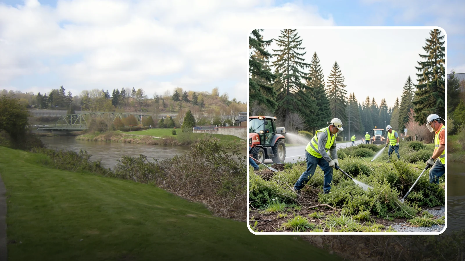 Scotch Broom Removal in Tukwila, King County, WA - Mechanical pulling and cut-treatment of Scotch broom to reclaim open space and reduce wildfire fuel loads.