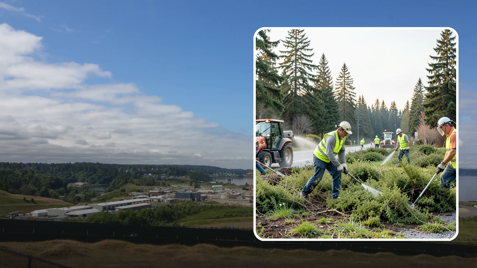 Scotch Broom Removal in University Place, Pierce County, WA - Mechanical pulling and cut-treatment of Scotch broom to reclaim open space and reduce wildfire fuel loads.
