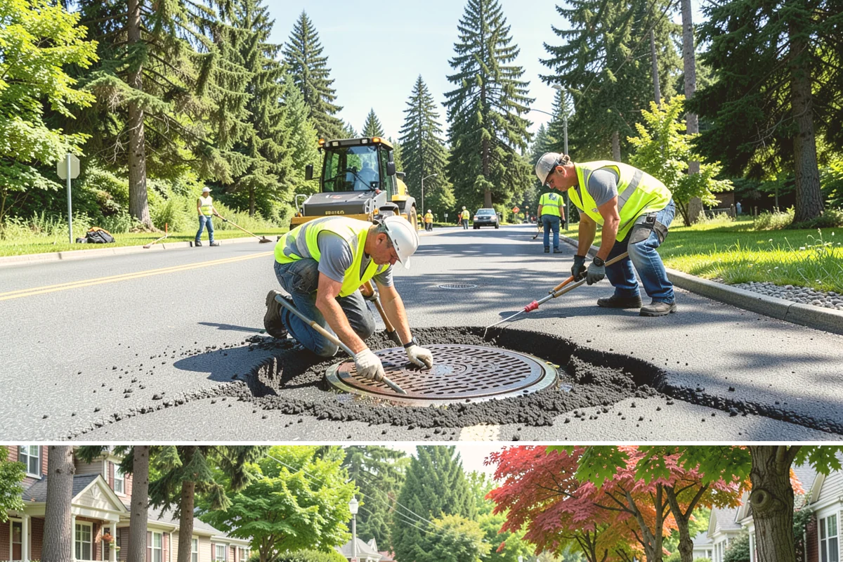 Sealcoating in Beaux Arts Village, King County, WA - Sealcoating requires warm, dry conditions and is scheduled in the peak of summer for proper curing.