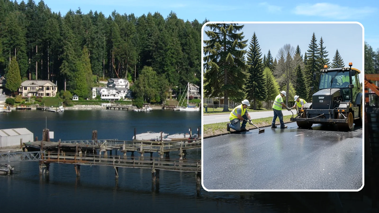 Sealcoating in Gig Harbor, Pierce County, WA - Sealcoating that protects asphalt surfaces from oxidation, water intrusion, and UV wear.