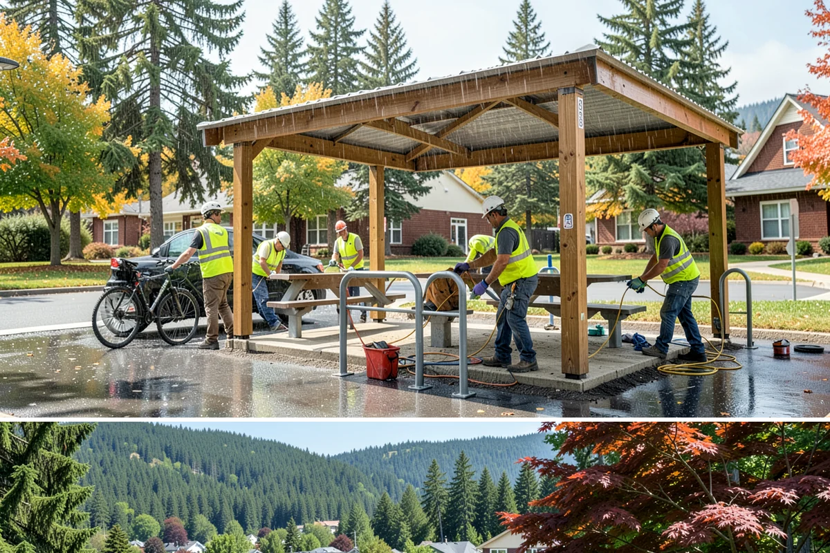 Sealcoating in Index, Snohomish County, WA - Sealcoating requires warm, dry conditions and is scheduled in the peak of summer for proper curing.