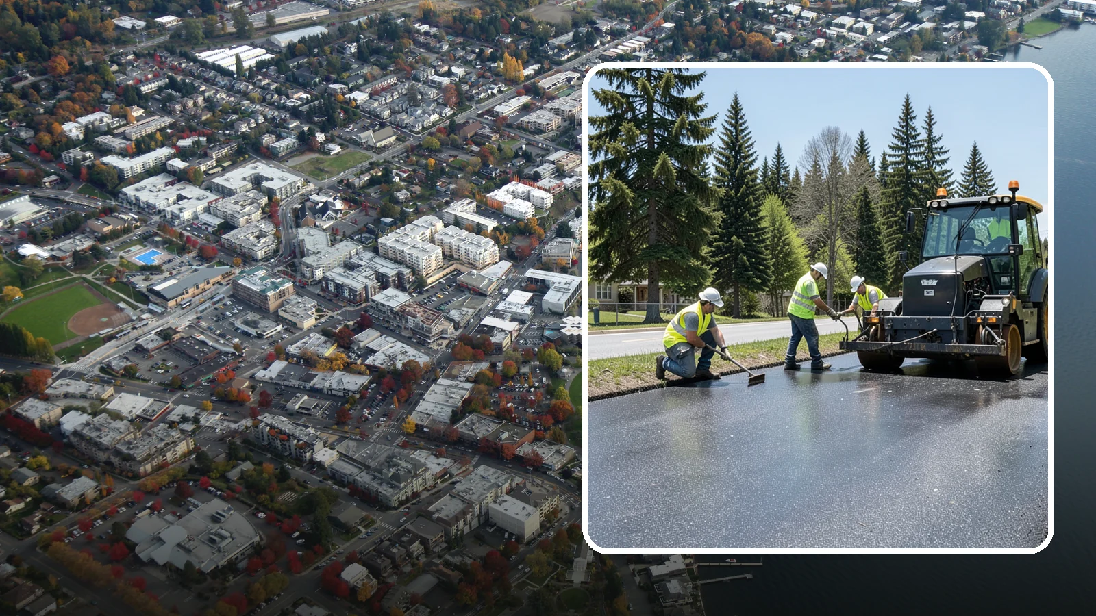 Sealcoating in Kirkland, King County, WA - Sealcoating that protects asphalt surfaces from oxidation, water intrusion, and UV wear.