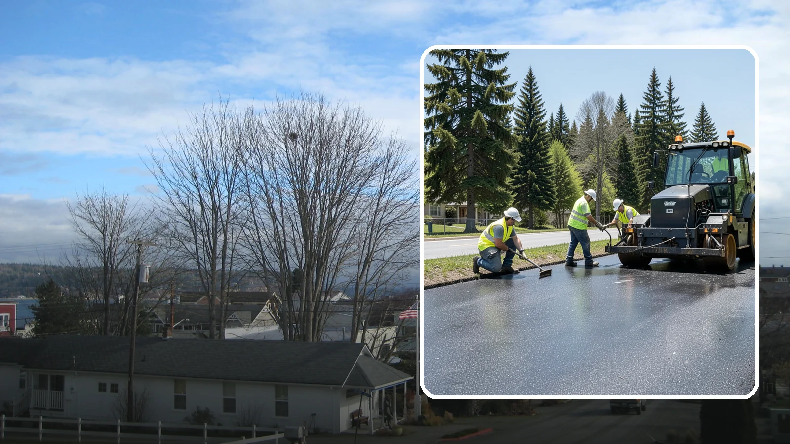 Sealcoating in Langley, Island County, WA - Sealcoating that protects asphalt surfaces from oxidation, water intrusion, and UV wear.