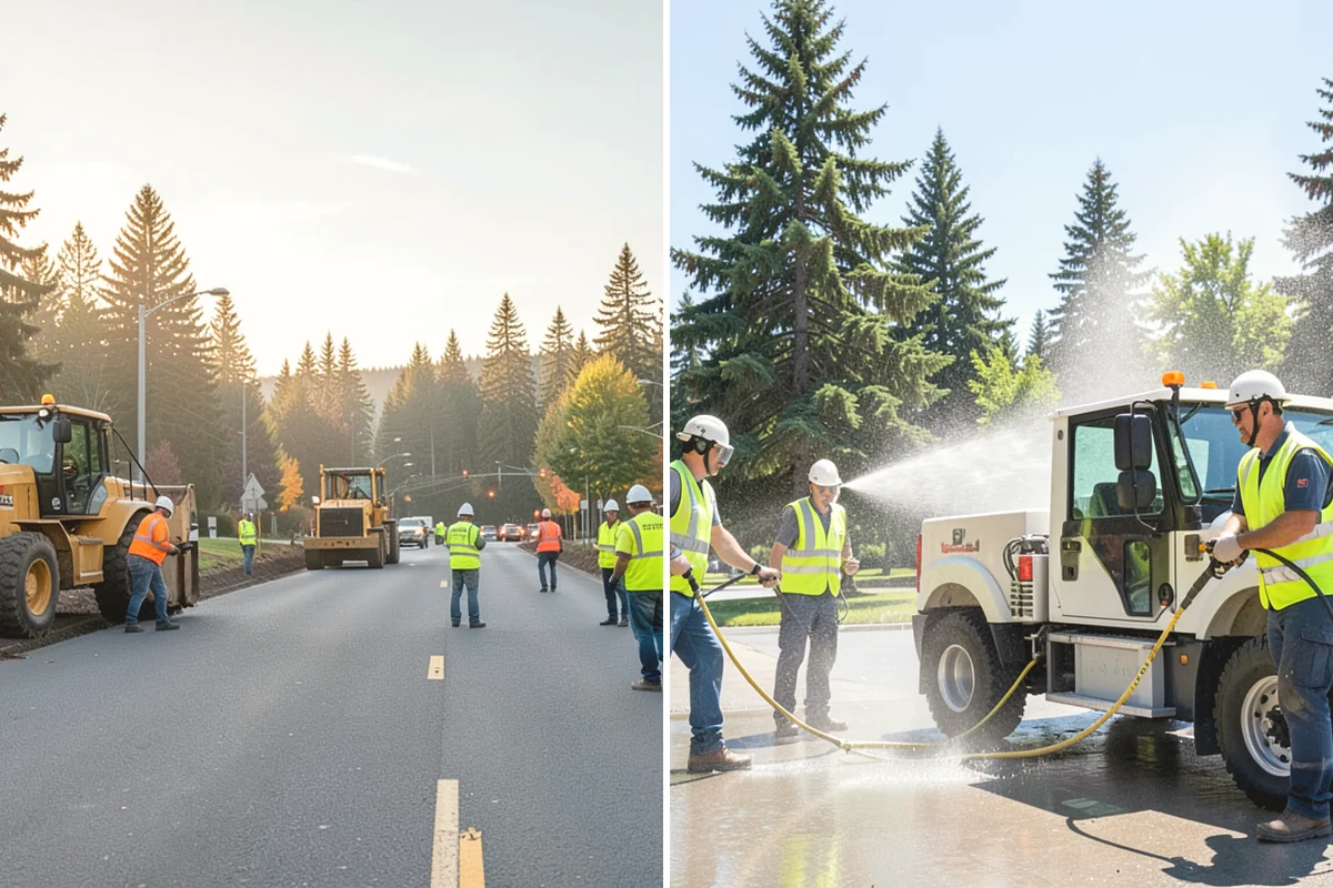 Sealcoating in Oak Harbor, Island County, WA - Clean the surface and remove vegetation from cracks