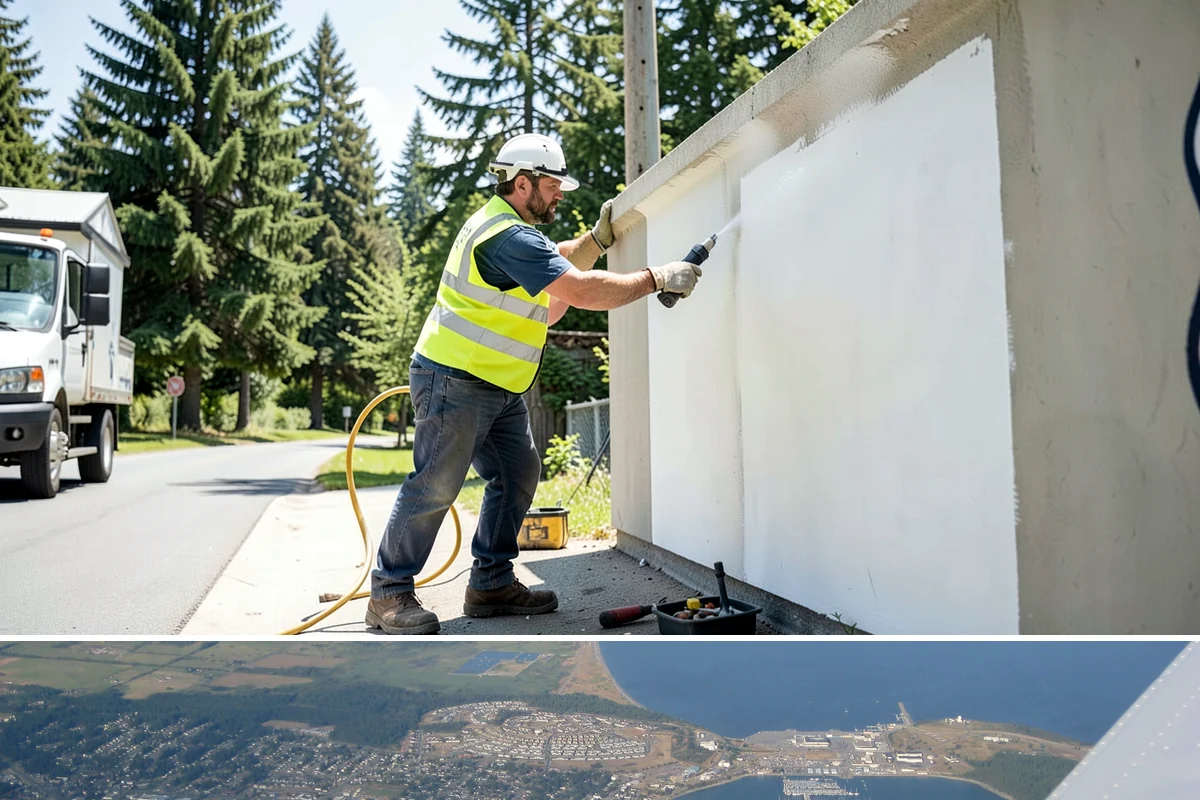 Sealcoating in Oak Harbor, Island County, WA - Sealcoating requires warm, dry conditions and is scheduled in the peak of summer for proper curing.
