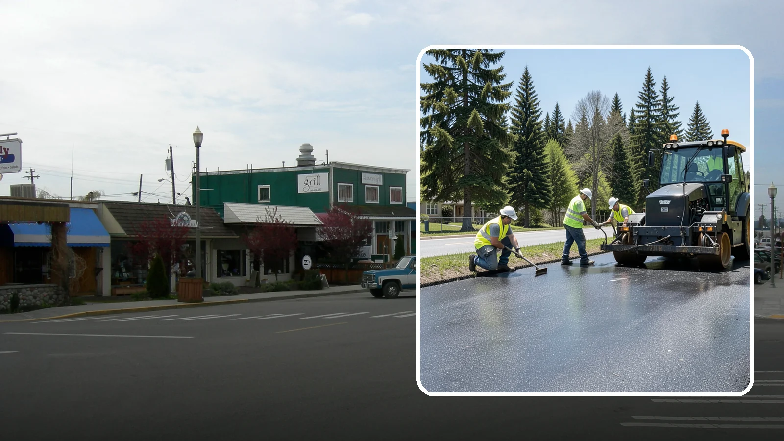 Sealcoating in Stanwood, Snohomish County, WA - Sealcoating that protects asphalt surfaces from oxidation, water intrusion, and UV wear.