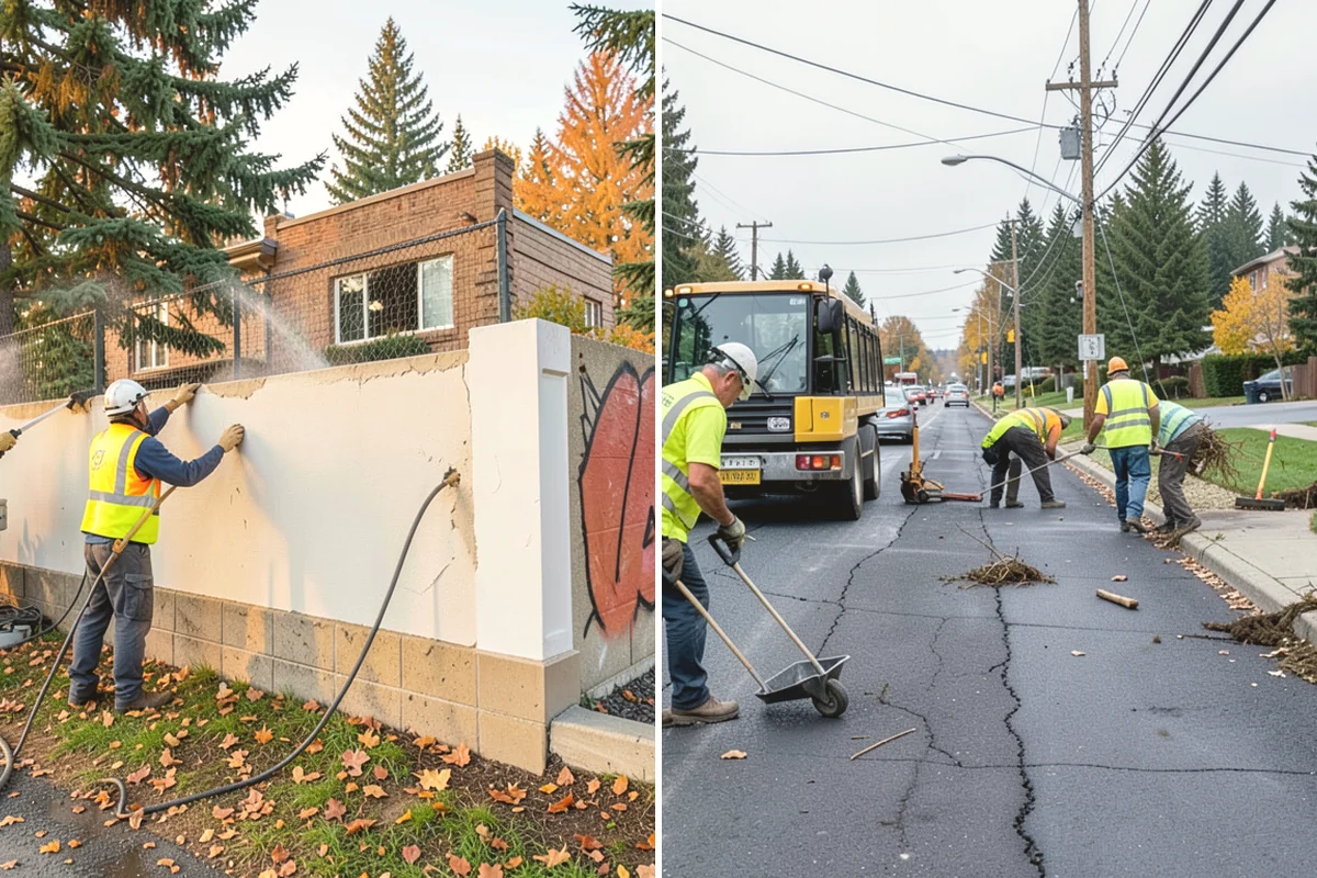 Sealcoating in Steilacoom, Pierce County, WA - Clean the surface and remove vegetation from cracks