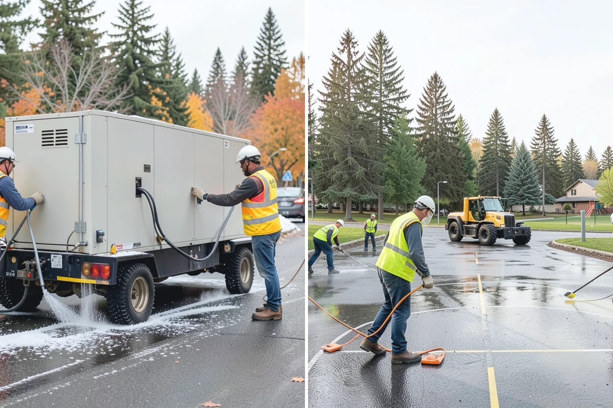 Sealcoating in Woodinville, King County, WA - Clean the surface and remove vegetation from cracks