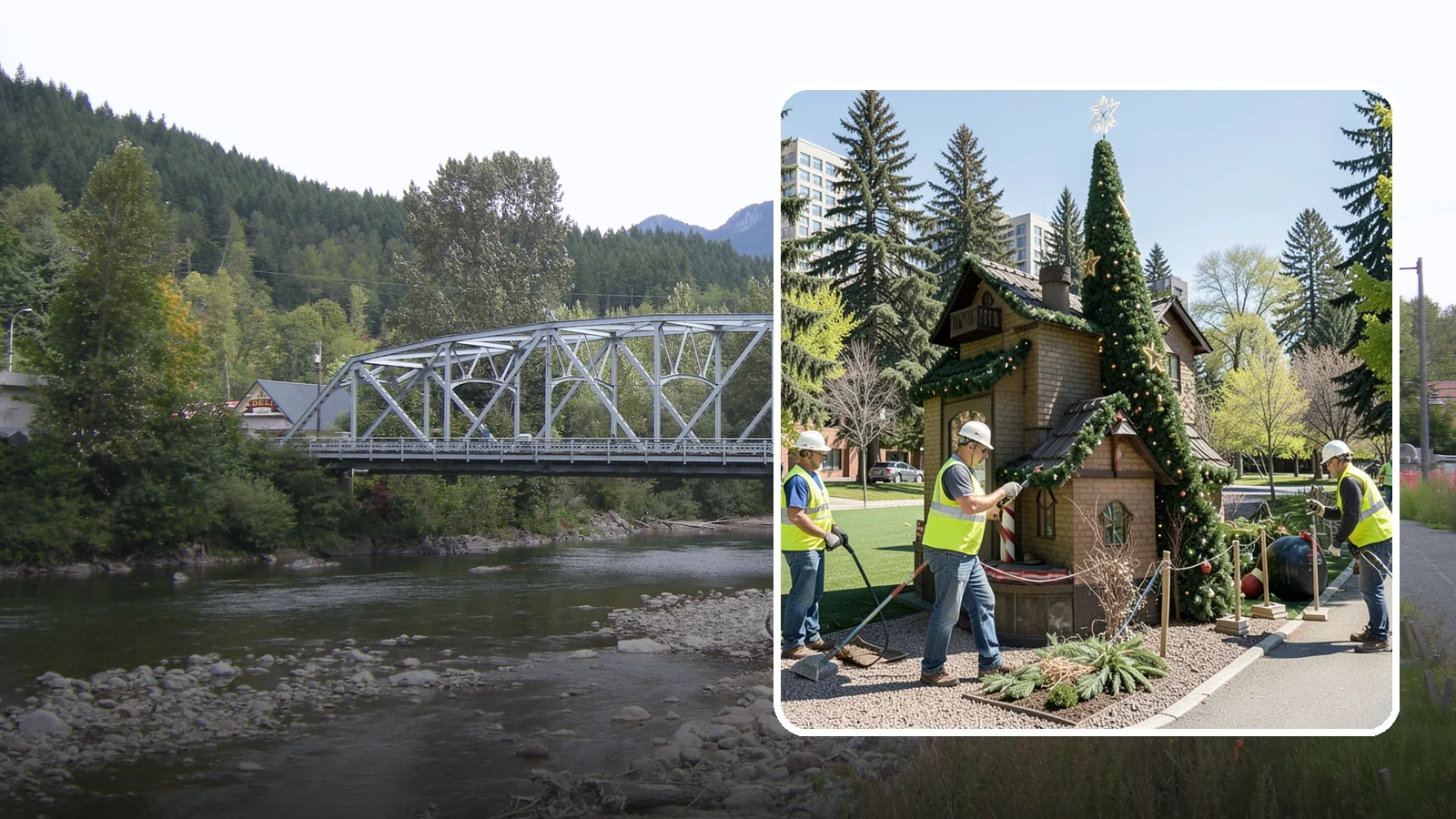 Seasonal Decorations in Skykomish, King County, WA - Installation and removal of seasonal decorations that bring civic spaces to life throughout the year.