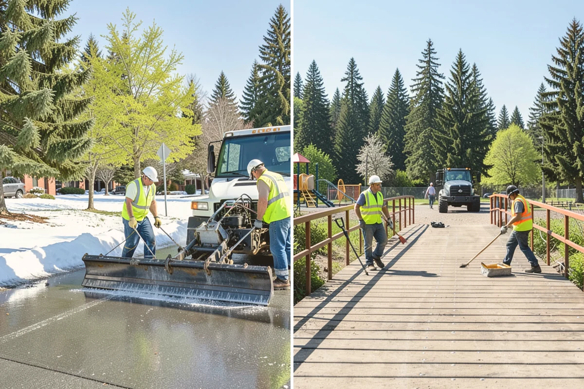 Senior Center Grounds Maintenance in Bothell, King County, WA - Assess walkways and entrances for mobility and slip hazards