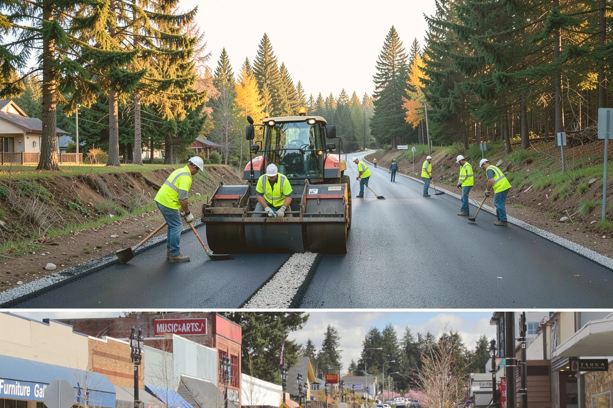 Senior Center Grounds Maintenance in Bothell, King County, WA - Moss and leaf removal on walkways is most critical through the wet months from October to March.