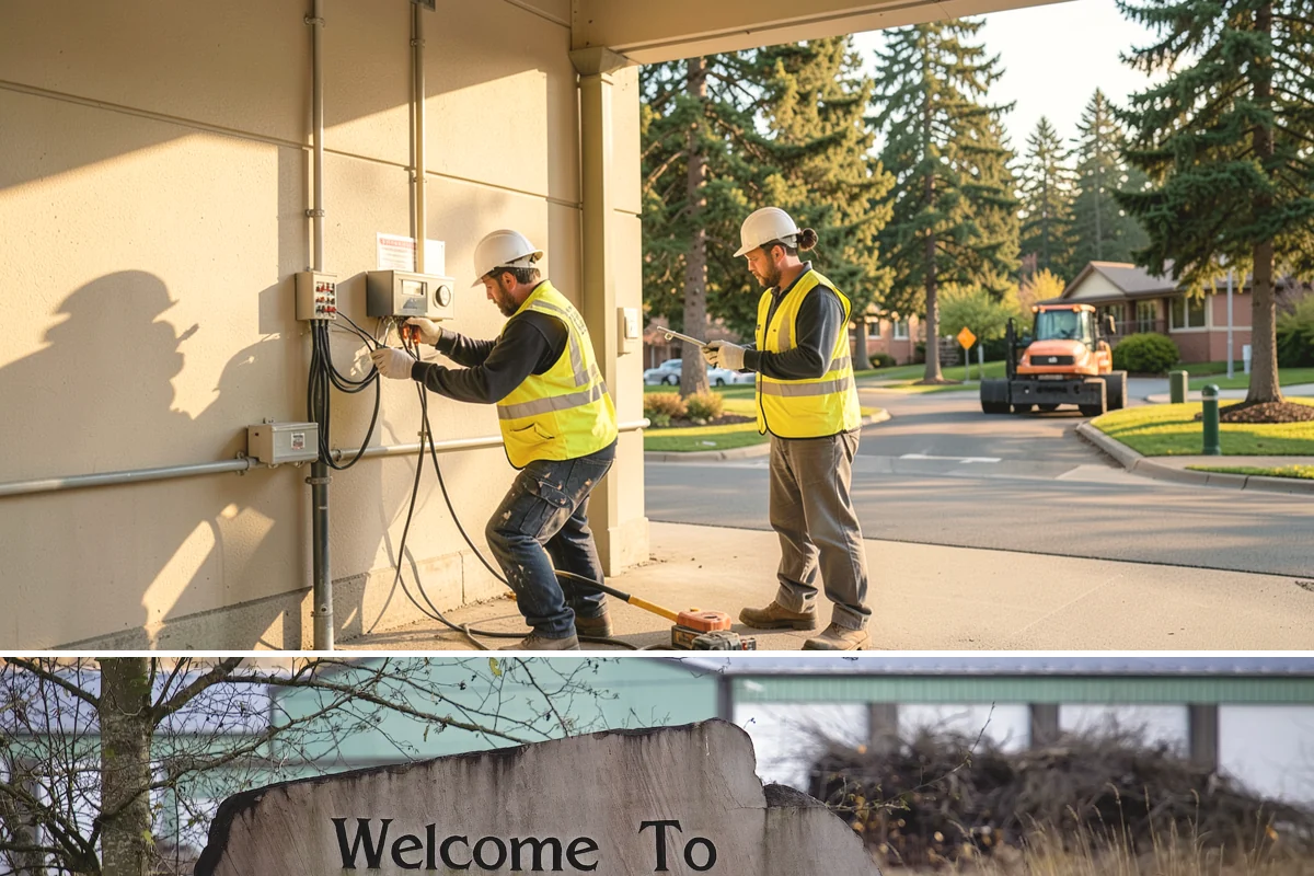 Senior Center Grounds Maintenance in Buckley, Pierce County, WA - Moss and leaf removal on walkways is most critical through the wet months from October to March.
