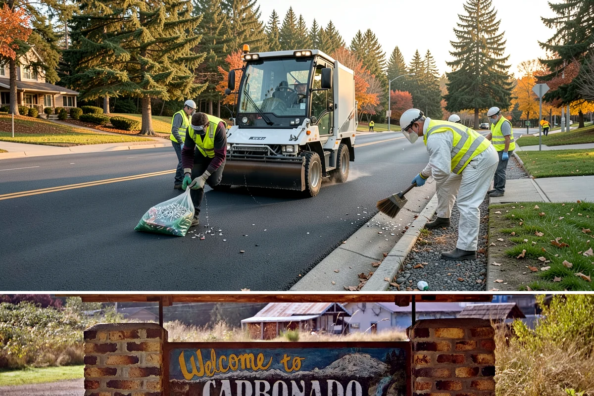 Senior Center Grounds Maintenance in Carbonado, Pierce County, WA - Moss and leaf removal on walkways is most critical through the wet months from October to March.