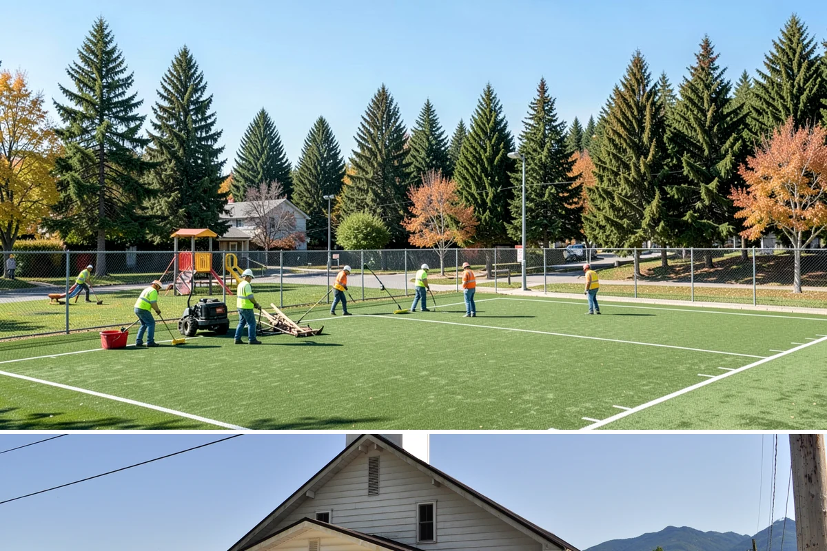 Senior Center Grounds Maintenance in Concrete, Skagit County, WA - Moss and leaf removal on walkways is most critical through the wet months from October to March.