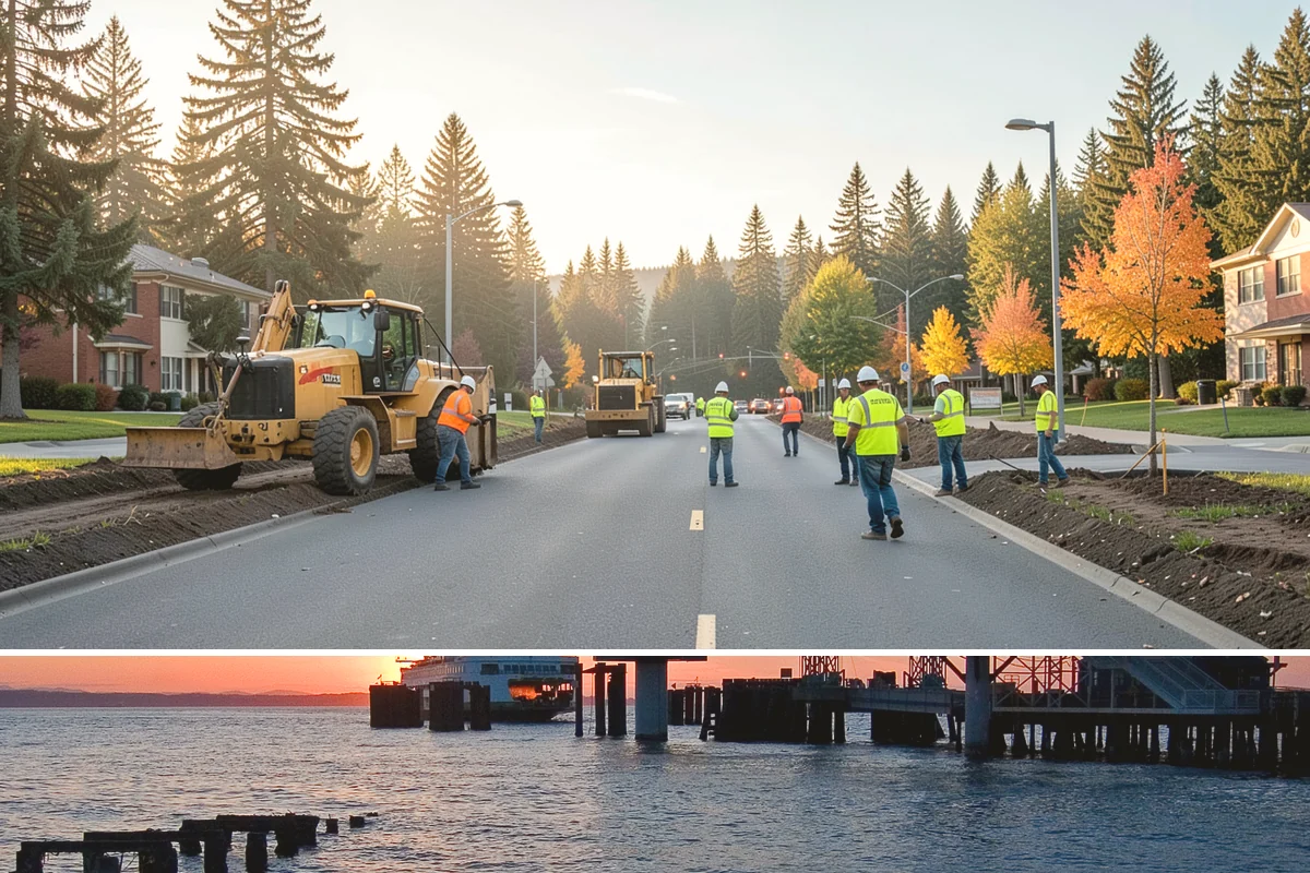 Senior Center Grounds Maintenance in Edmonds, Snohomish County, WA - Moss and leaf removal on walkways is most critical through the wet months from October to March.