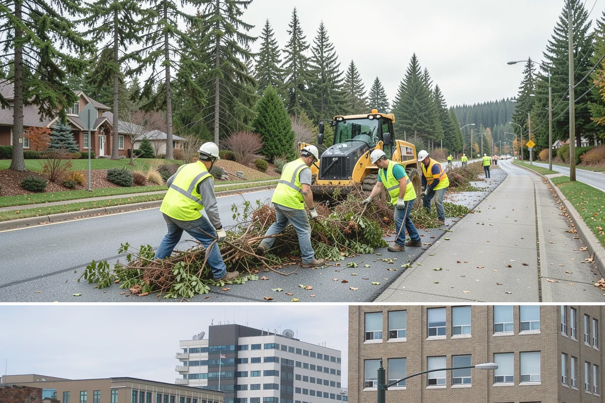 Senior Center Grounds Maintenance in Everett, Snohomish County, WA - Moss and leaf removal on walkways is most critical through the wet months from October to March.