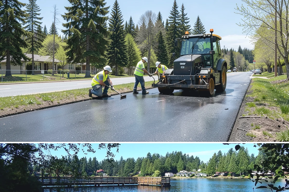 Senior Center Grounds Maintenance in Federal Way, King County, WA - Moss and leaf removal on walkways is most critical through the wet months from October to March.