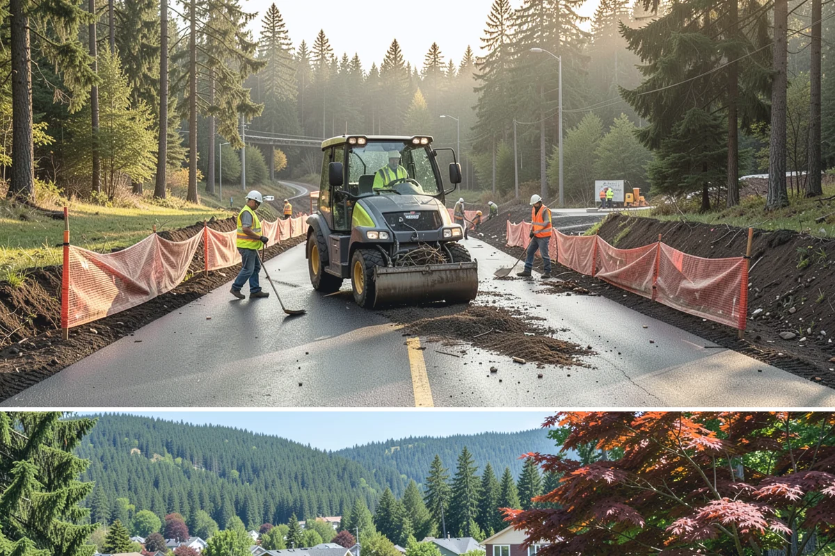 Senior Center Grounds Maintenance in Index, Snohomish County, WA - Moss and leaf removal on walkways is most critical through the wet months from October to March.