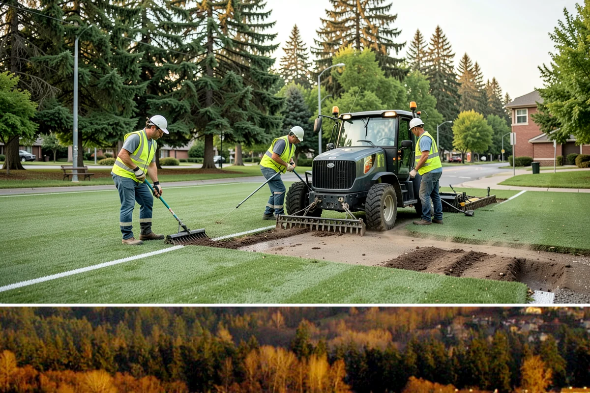 Senior Center Grounds Maintenance in Kenmore, King County, WA - Moss and leaf removal on walkways is most critical through the wet months from October to March.