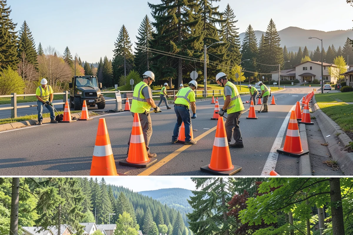 Senior Center Grounds Maintenance in Lake Forest Park, King County, WA - Moss and leaf removal on walkways is most critical through the wet months from October to March.