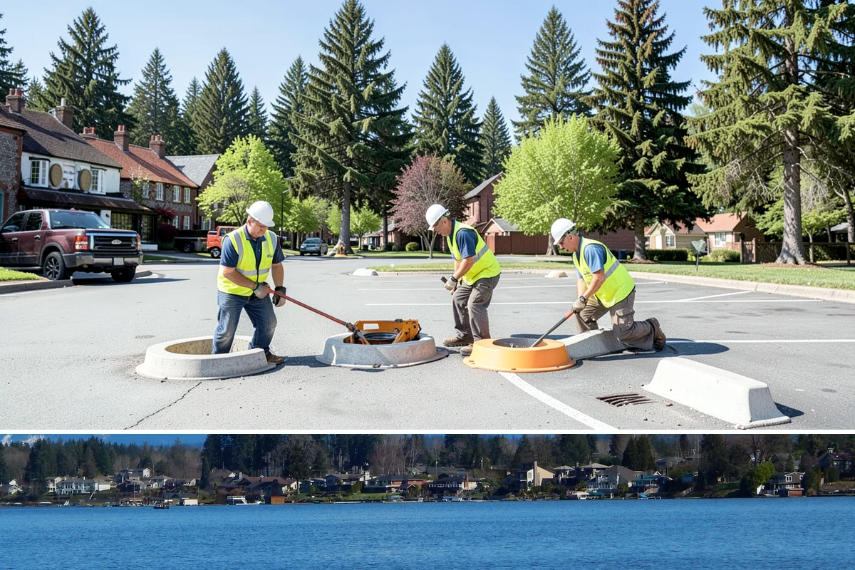 Senior Center Grounds Maintenance in Lake Stevens, Snohomish County, WA - Moss and leaf removal on walkways is most critical through the wet months from October to March.